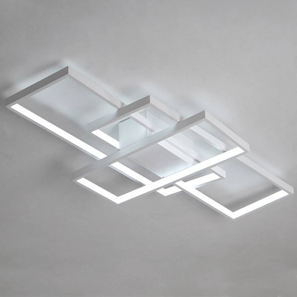 Alt View 4. Home Collection - Modern Acrylic LED Ceiling Light 95W Square Flush Mount Chandelier with Remote.