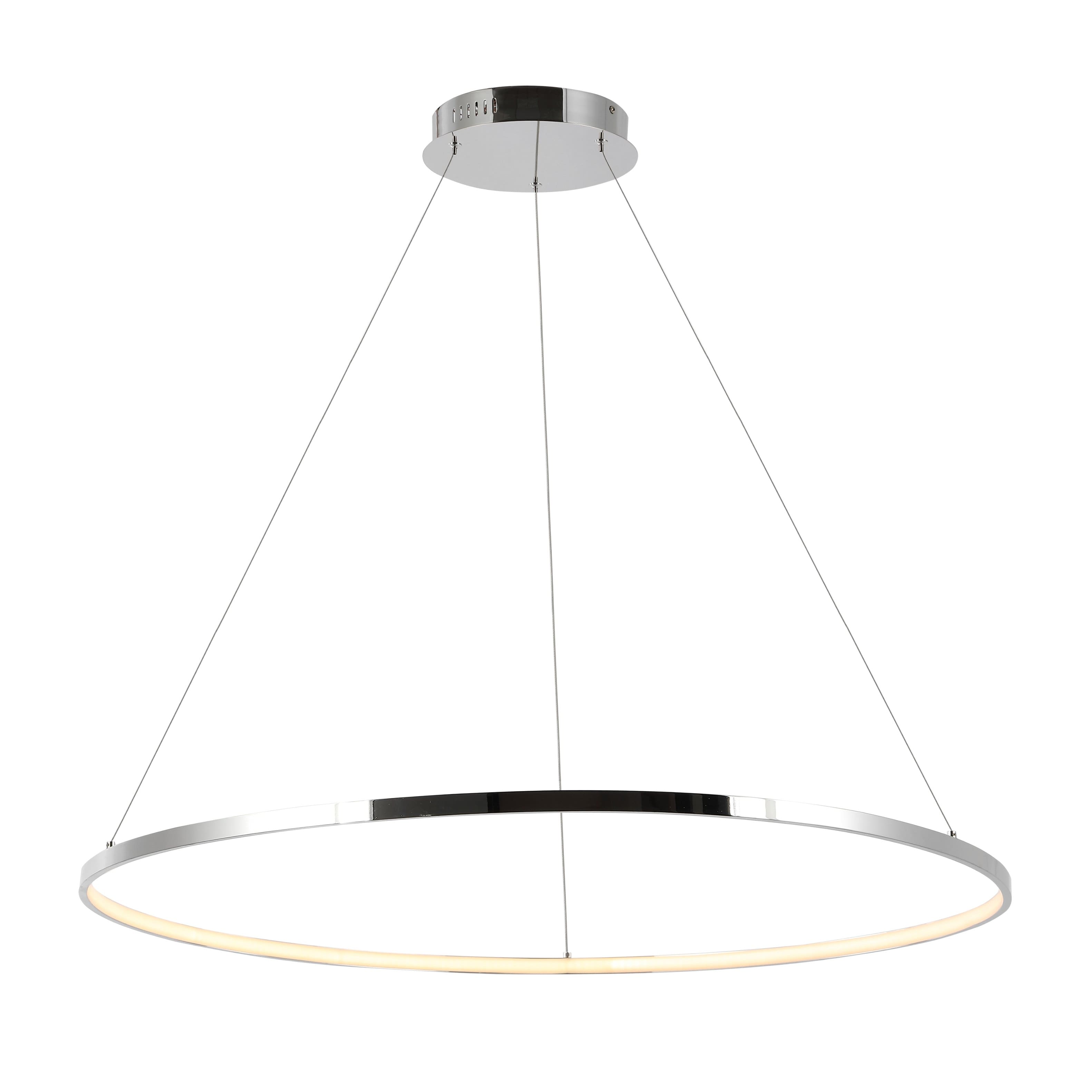 "Jonathan Y - Brice 35"" Modern Contemporary Metal Round Integrated LED Pendant - Chrome" price history on PriceWatchPro