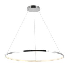 Jonathan Y - Brice 35" Modern Contemporary Metal Round Integrated LED Pendant - Chrome