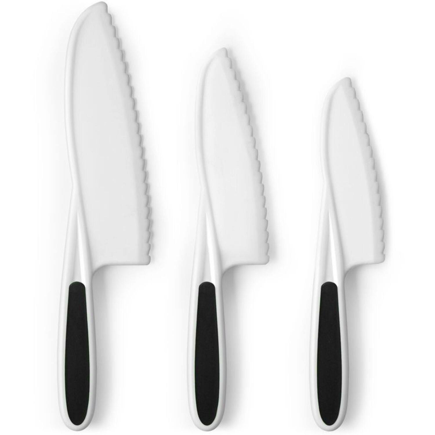 Zulay Kitchen - 3-Piece Kids Knife Set for Real Cooking & Baking - For Toddler Cutting Fruits, Veggies, & Cake - Black