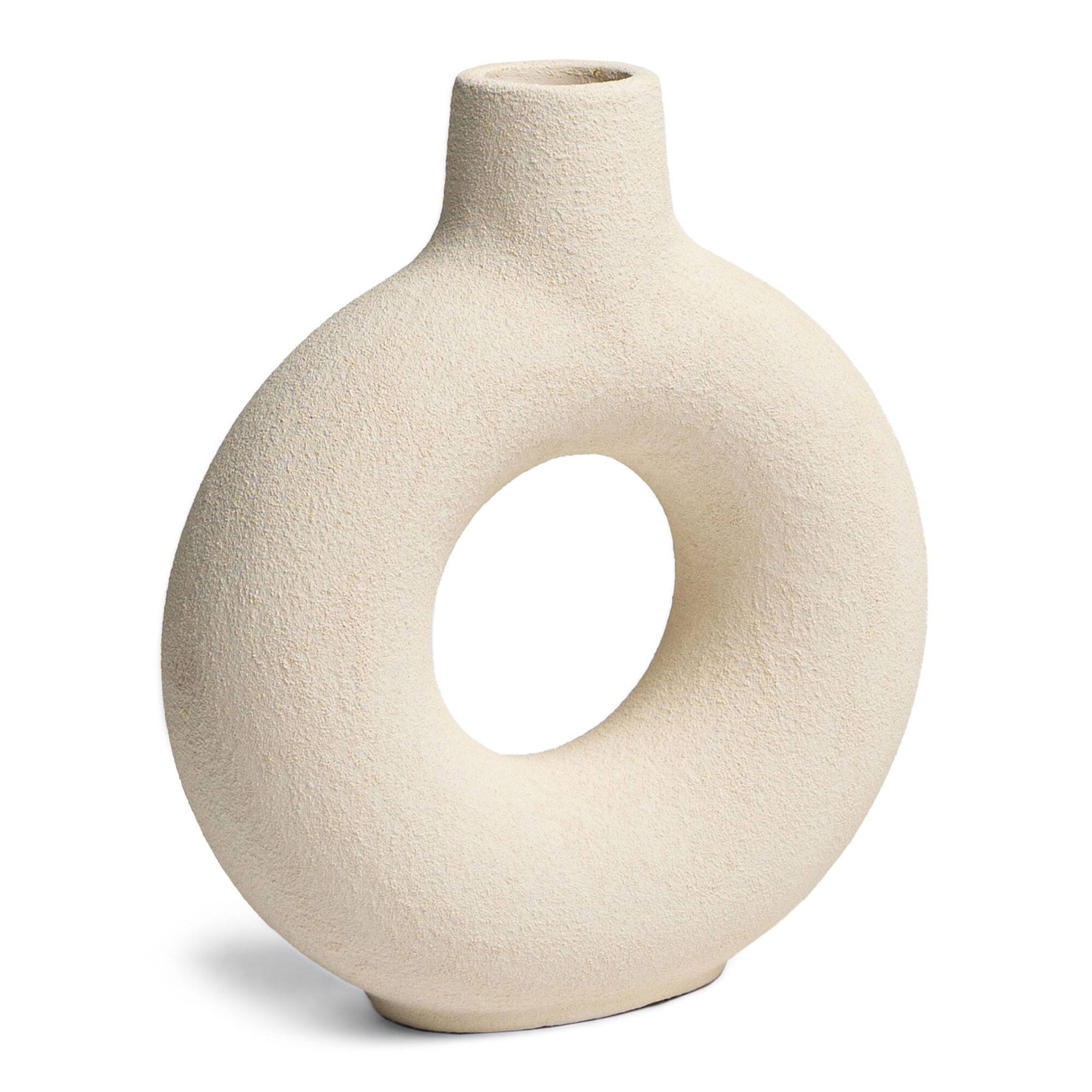 Front. Maven Lane - Villa Moda Oona Decorative Modern Ring Vase, Large, White.