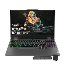 Lenovo - LOQ 15.6" FHD Gaming Laptop,AMD Ryzen 7 8845HS,GeForce RTX 4060,32GB,1TB SSD+1TB Docking Station,Win 11 Home - Luna Grey