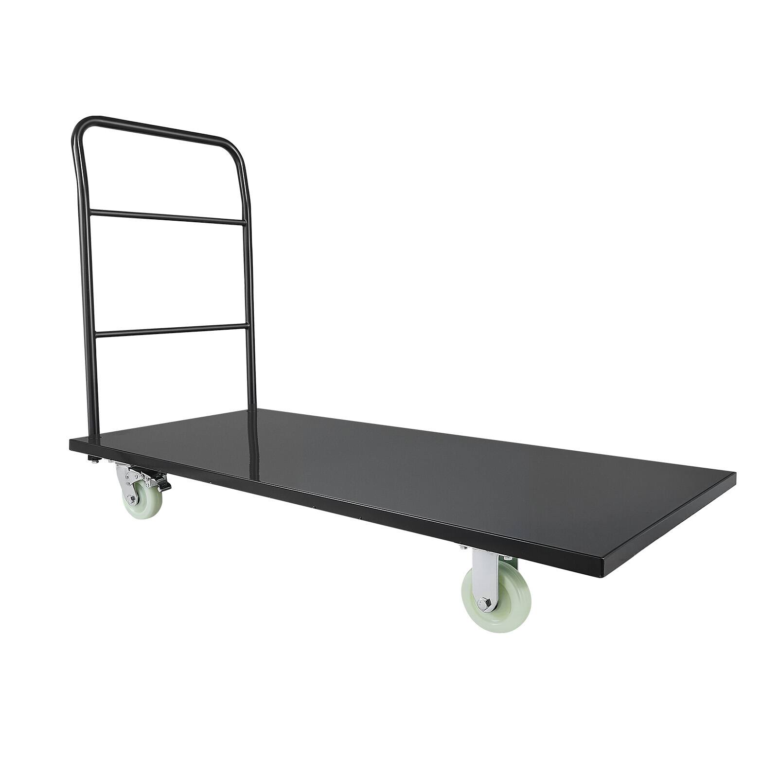 Alt View 5. VEVOR - Heavy Duty Platform Truck, 2000 lbs Capacity, Industrial Steel Flatbed Cart with Swivel Wheels and Handle - Black.