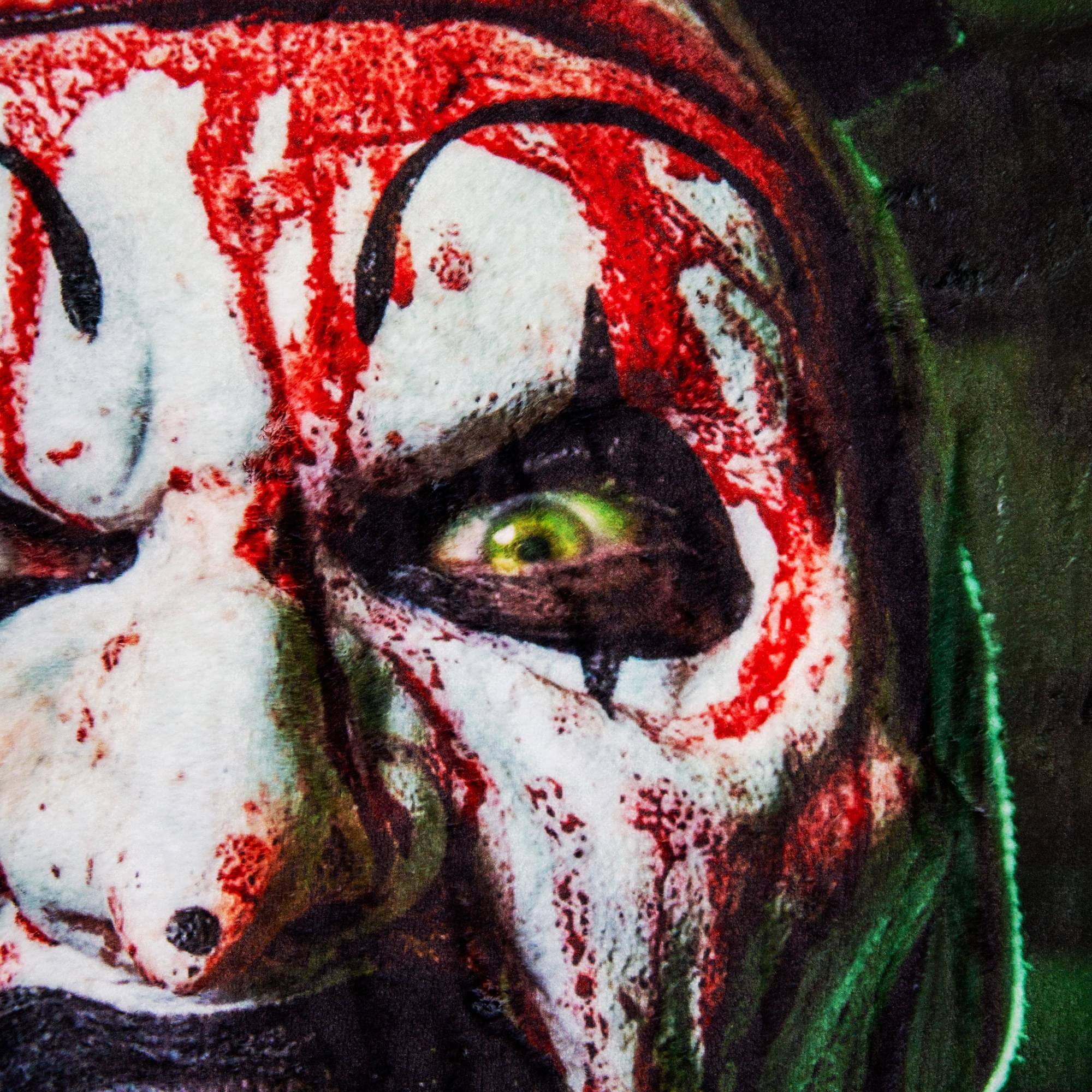 Alt View 1. Surreal Entertainment - Terrifier 2 Art the Clown Fleece Throw Blanket | 45 x 60 Inches - Black/Red.