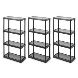 Gracious Living - 4 Shelf Fixed Height Light Duty Storage Unit, Black (3 Pack) - 4 Shelf - Black