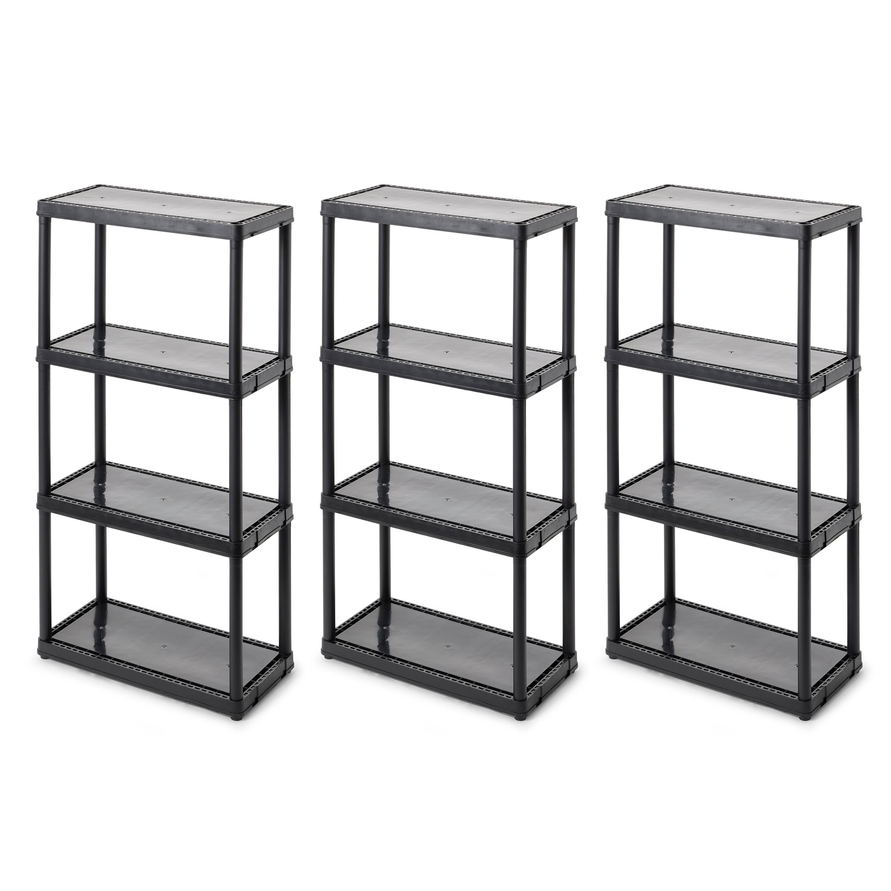 Front. Gracious Living - Gracious Living 4 Shelf Fixed Height Light Duty Storage Unit, Black (3 Pack) - 4 Shelf - Black.