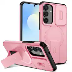 Front. UUCOVER - Magnetic Case for Samsung Galaxy S24 FE,Shockproof TPU+PC Case Compatible with MagSafe Stand Sliding Camera Cover - Pink.