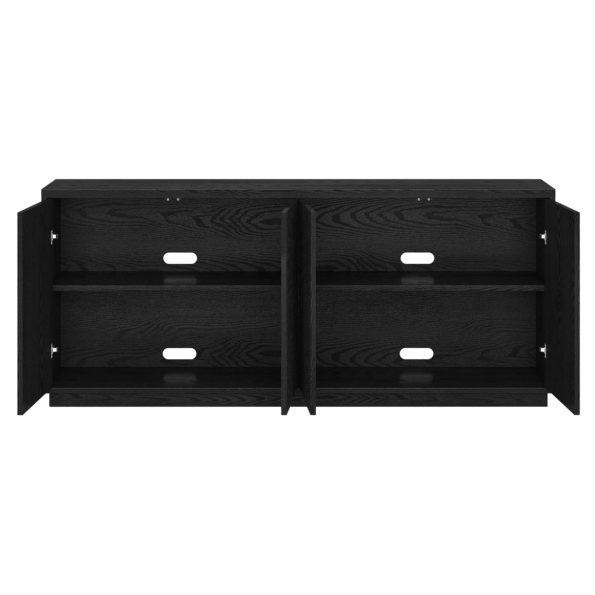 Alt View 3. Hudson&Canal - Alston 68" Wide Rectangular Fluted Buffet Table - Black.