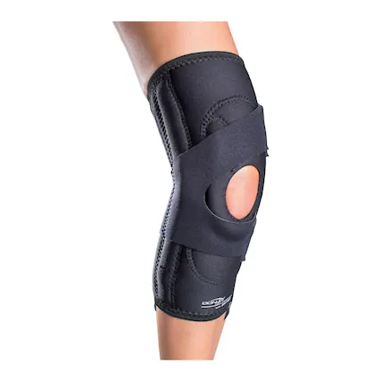 Front. DonJoy - DonJoy Lateral J Patella Medium Hinged Neoprene Knee Support Brace for Right Leg - N/A.