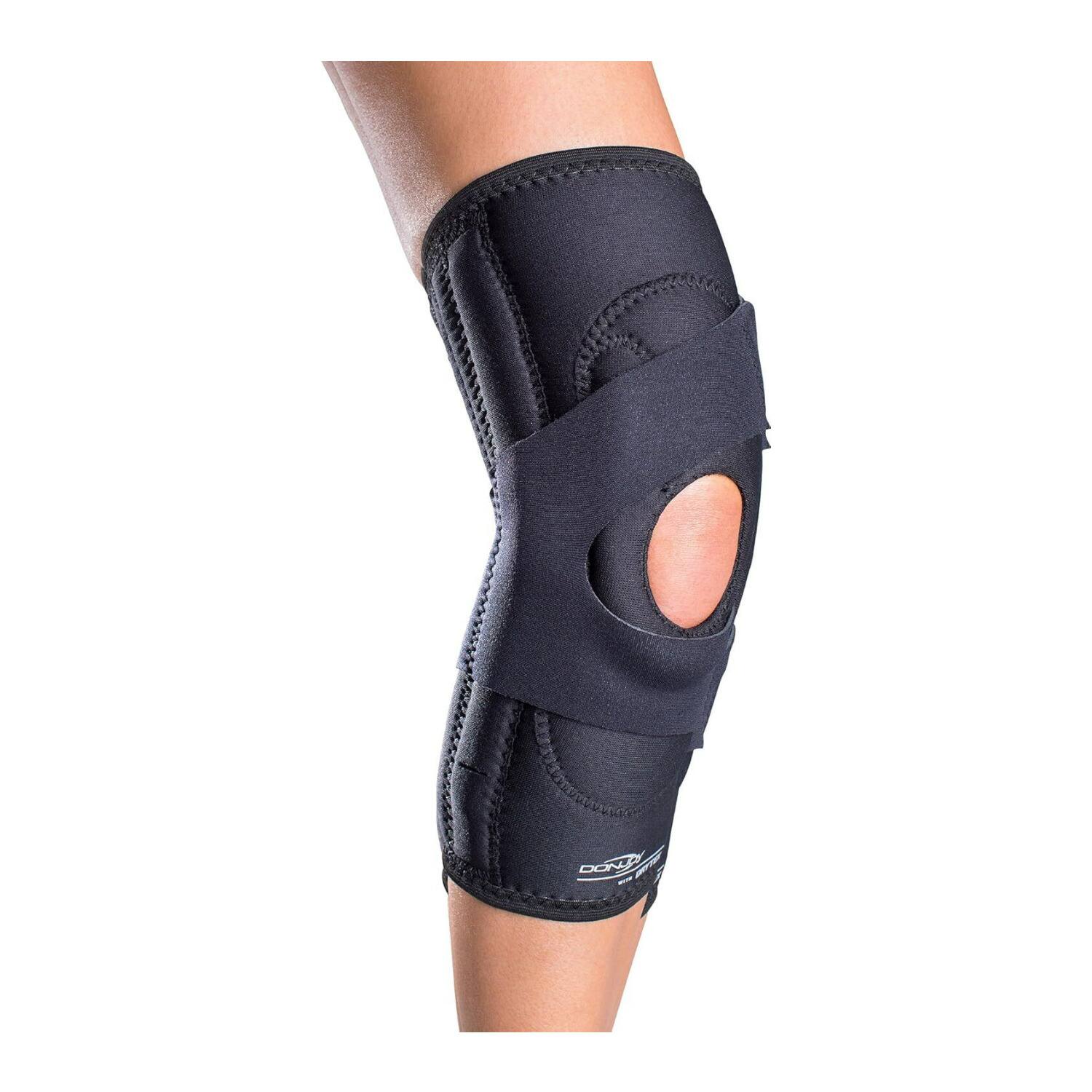 Front. DonJoy - DonJoy Lateral J Patella Medium Hinged Neoprene Knee Support Brace for Right Leg - N/A.