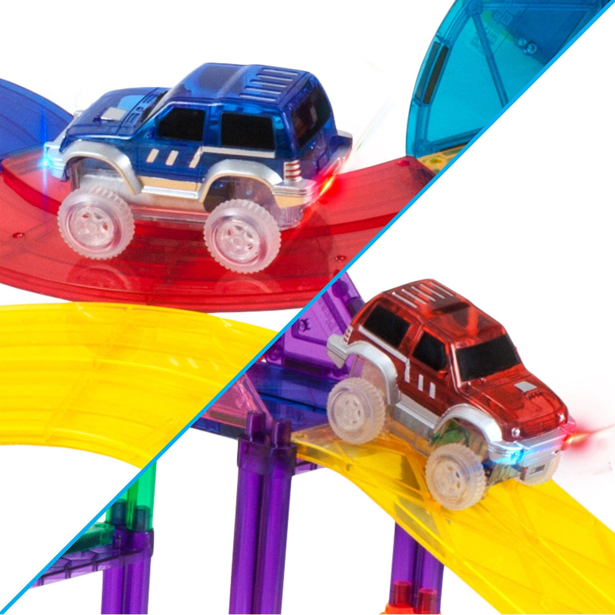 Alt View 6. PicassoTiles - PICASSO-TILES Magnet Race Cars Magnetic Tiles for Kids, 3PCS Construction STEM Building Blocks Educational Toy - Multicolor.