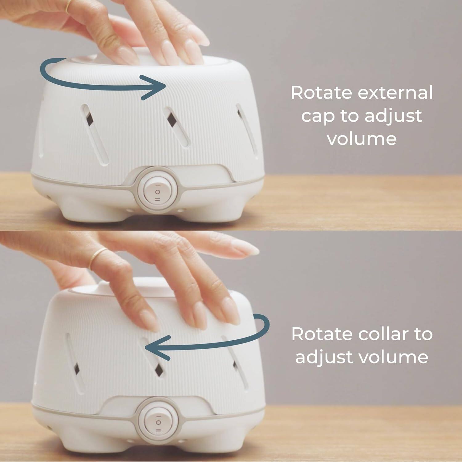Rotate external cap to adjust volume  
Rotate collar to adjust volume