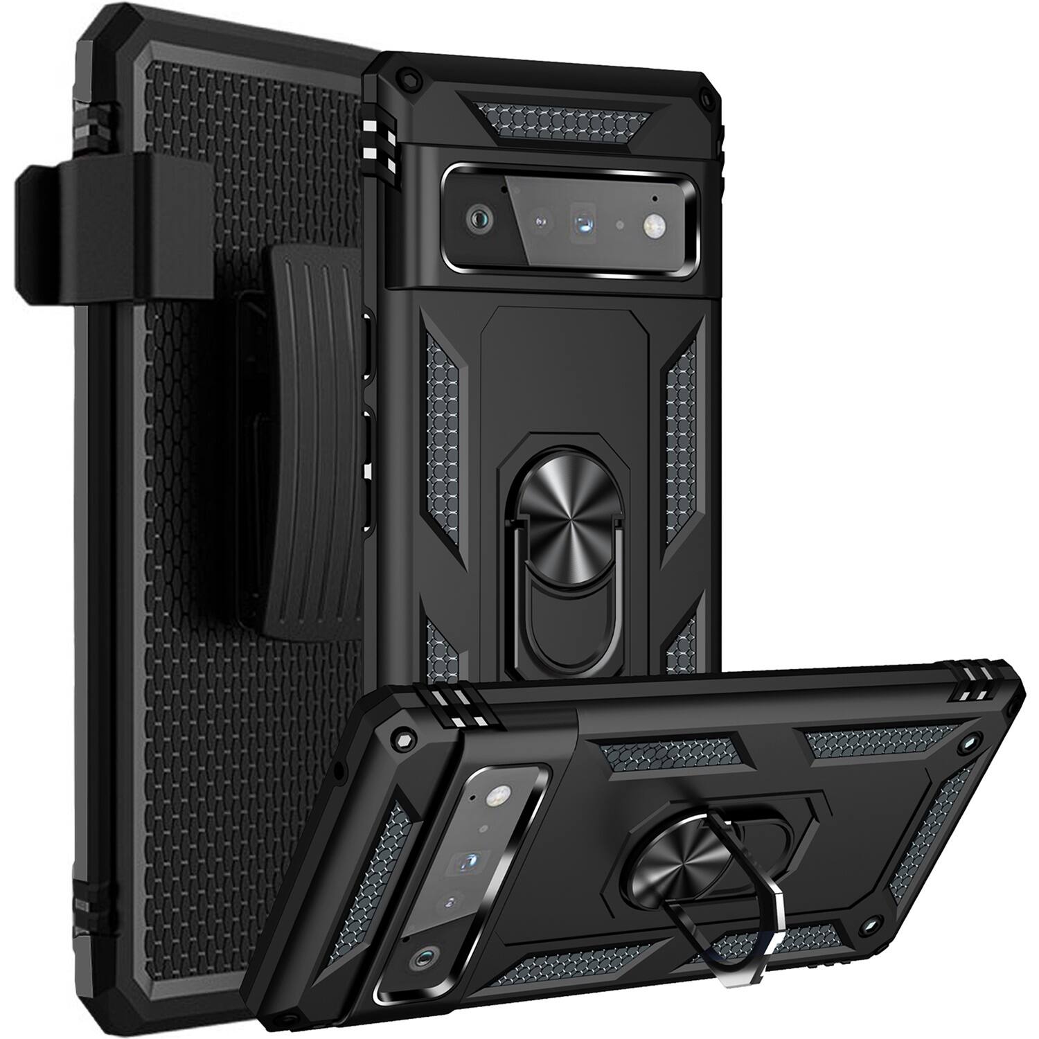 Alt View 11. SaharaCase - Kickstand with Belt Clip Case for Google Pixel 6 Pro - Black.