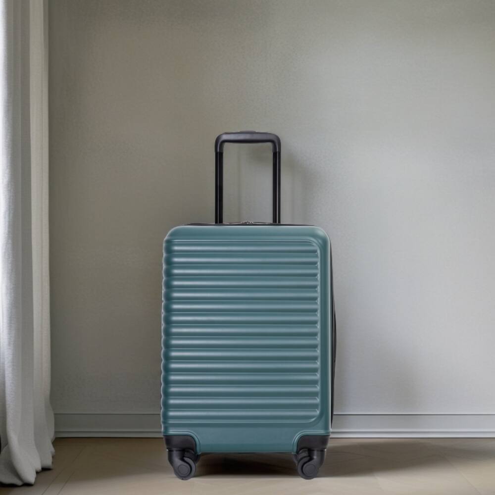 Angle. BreeBe - Lightweight 20' Carry-On Luggage with Spinner Wheels, ABS Material - Green.