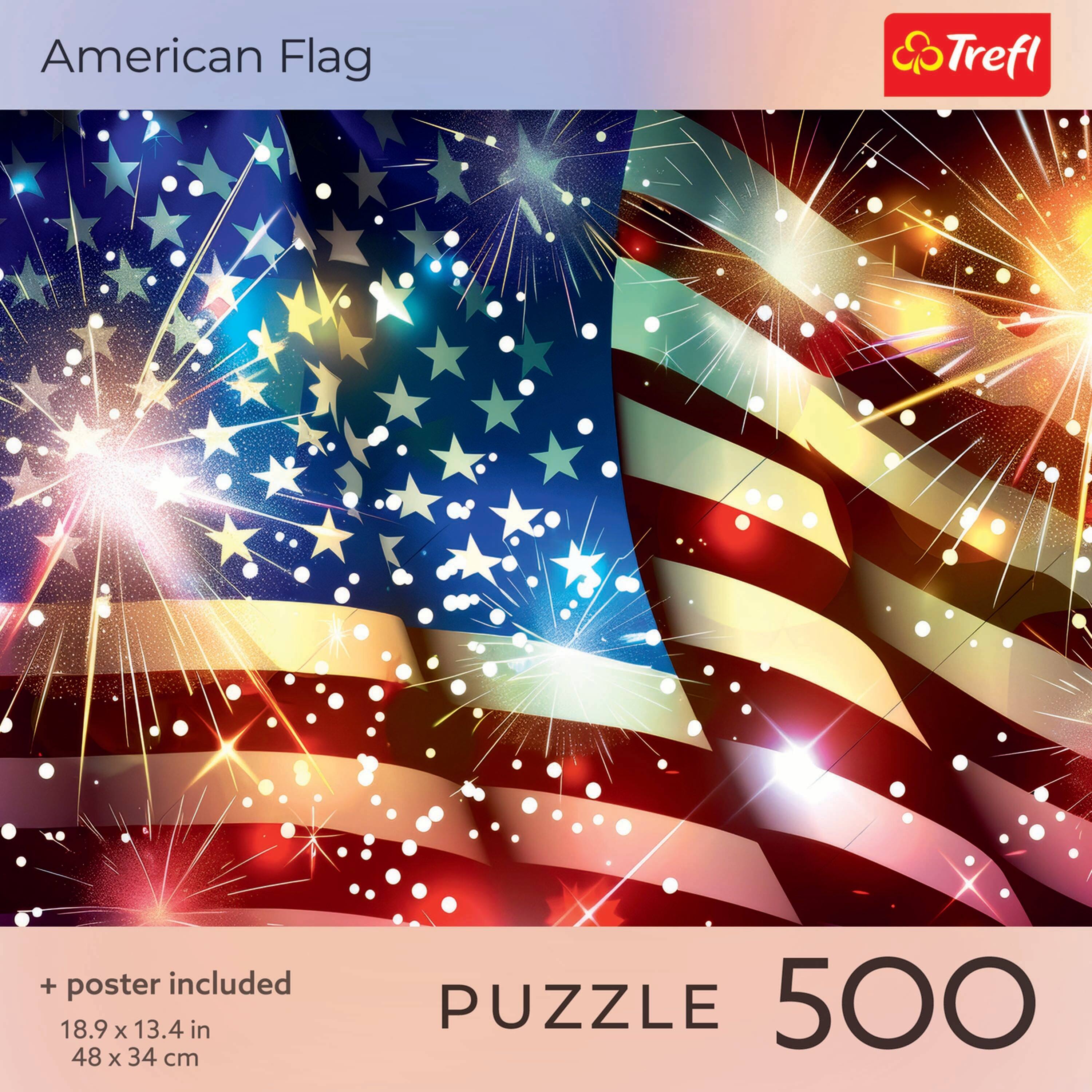 American Flag

CP Trefl

+ poster included 18.9 X 13.4 in 48 X 34 cm

PUZZLE 500