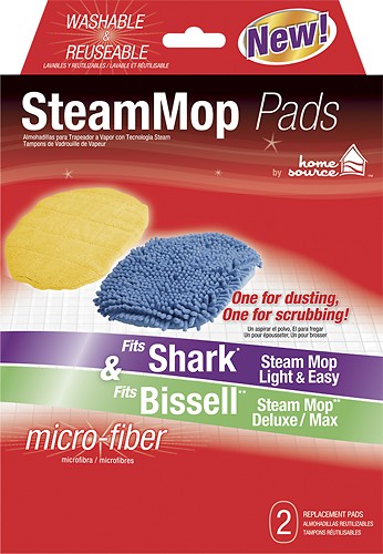  Home Source - Microfiber Steam Mop Pads for Shark Steam Mop and Bissell Steam Mop (2-Pack)