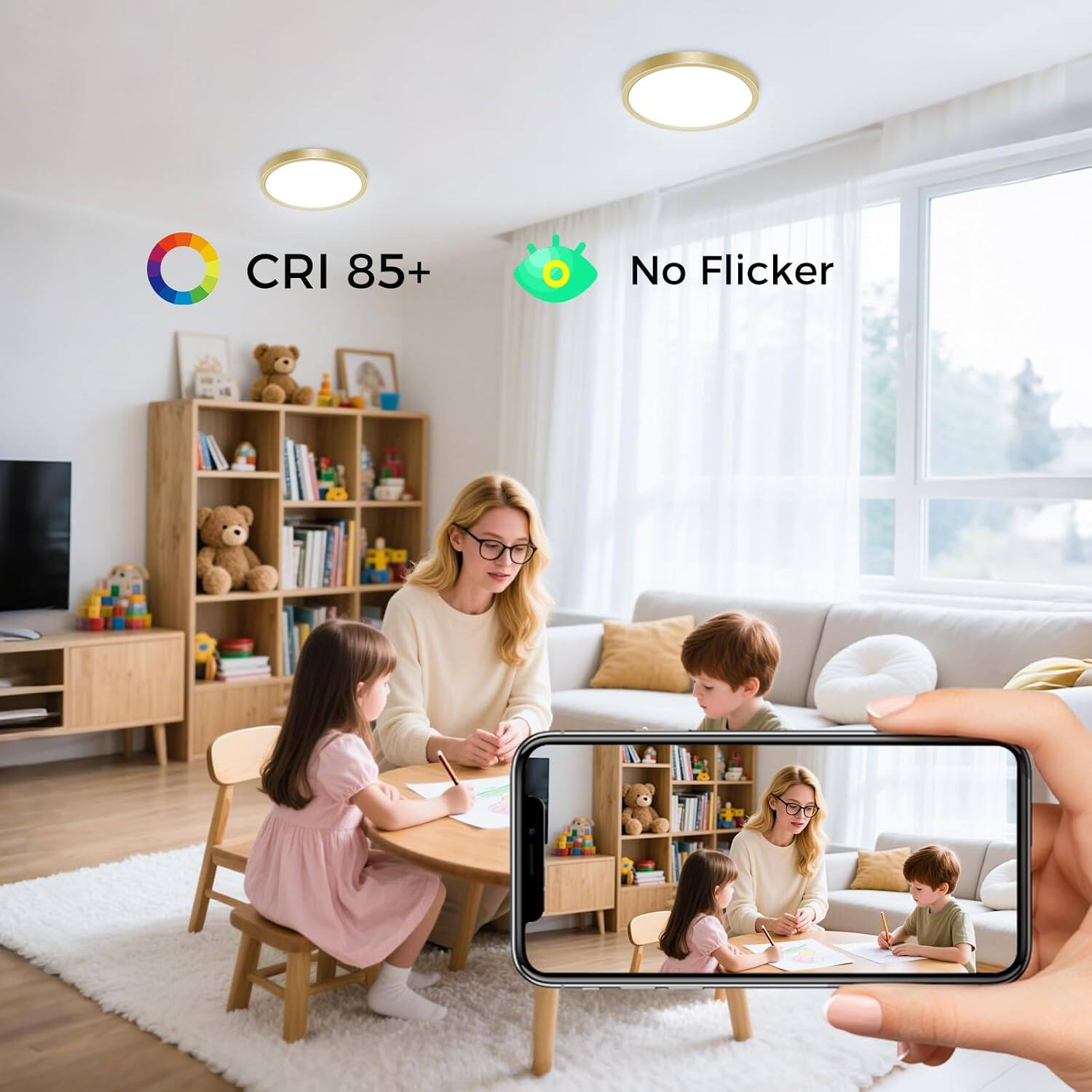 CRI 85+  
No Flicker