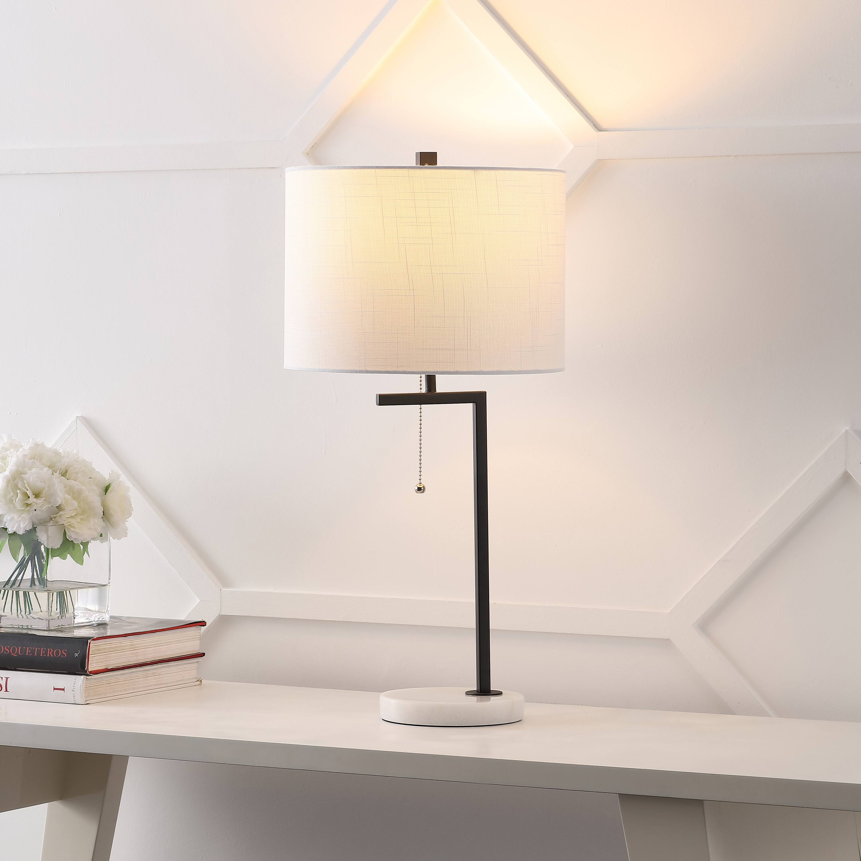 Alt View 1. Jonathan Y - Alyssa 24.5" Metal/Marble LED Table Lamp, Black - Black.