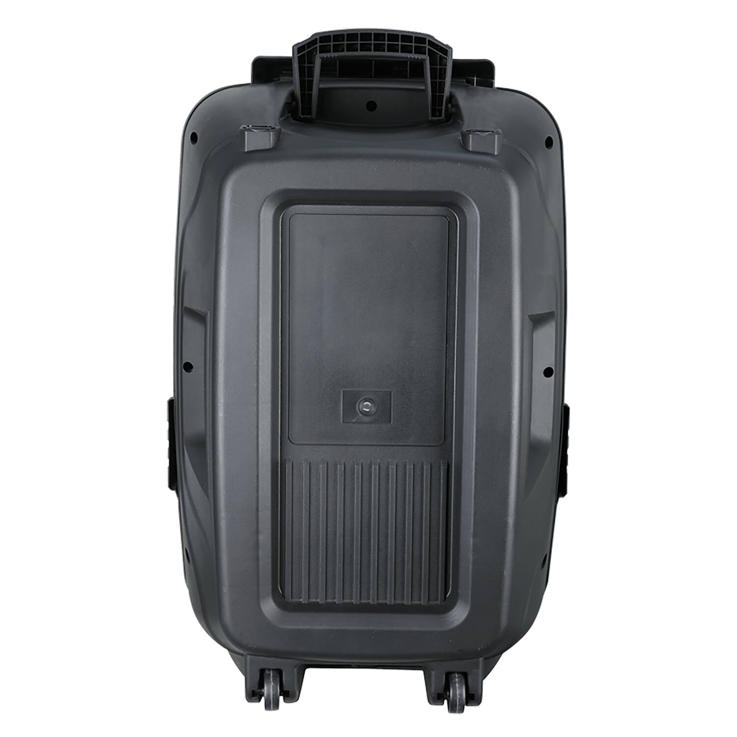 Left. QFX - Portable Bluetooth True Wireless Speaker PBX-158SM, LEDs, Wired Microphone, Stand, Remote - Black.