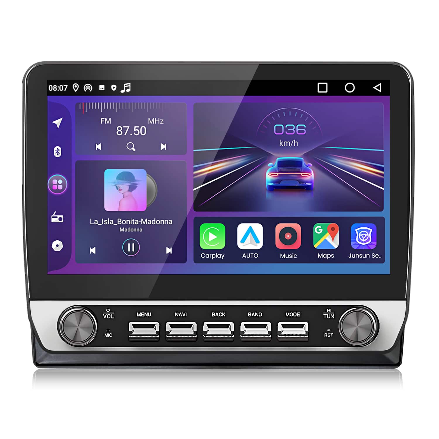 Junsun - For Chevy Silverado 2007-2014 2+64GB 10.1"Android 15 carplay Car Stereo Radio GPS Navi RDS SWC FM Blutooth - Black