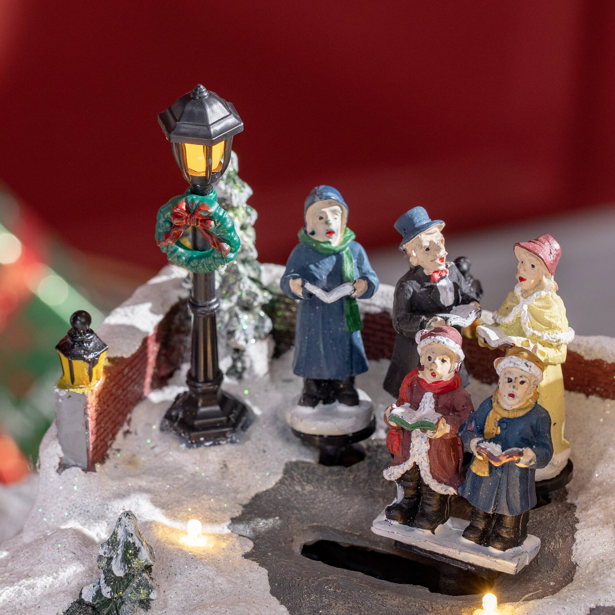 Alt View 8. Homcom - Animated Christmas Village Set with Multicolor LED Lights, Battery Operated Choir Decoration - Gray.