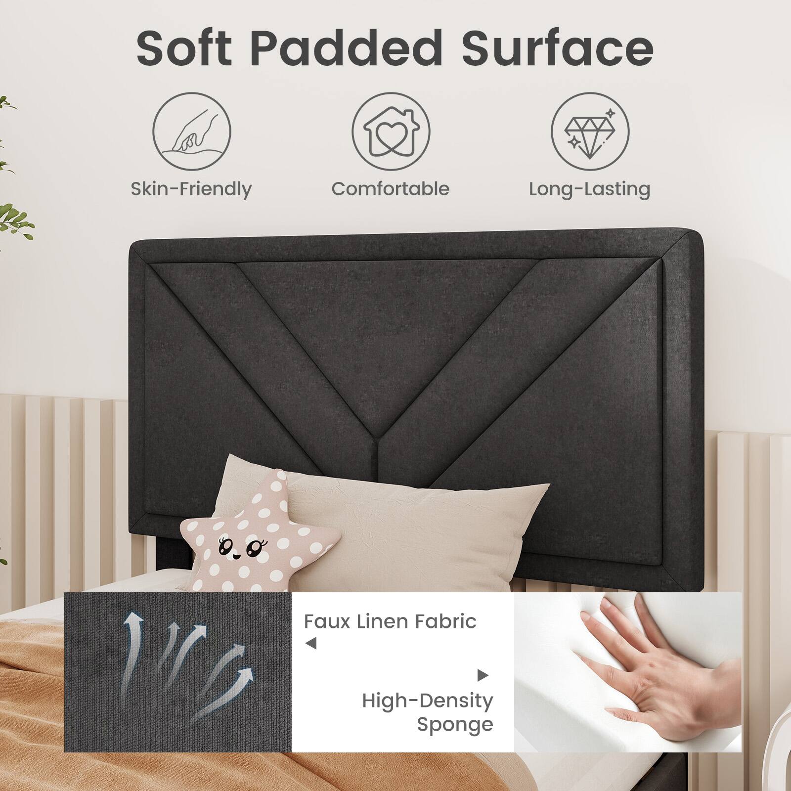 Soft Padded Surface Skin-Friendly Comfortable Long-Lasting

Faux Linen Fabric High-Density Sponge