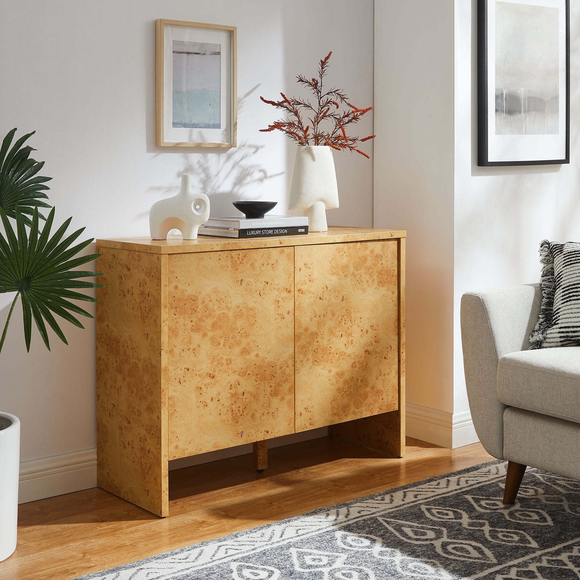 Hudson 40" Burl Wood Sideboard by Modway - Natural