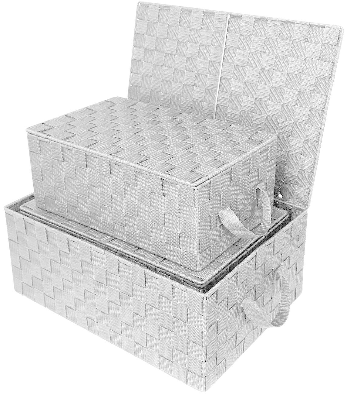 Left. Sorbus - Sorbus Set of 3 Storage Baskets for Organizing with Lid, Mesh, Linen, Organizer Storage Baskets for Shelves - White.