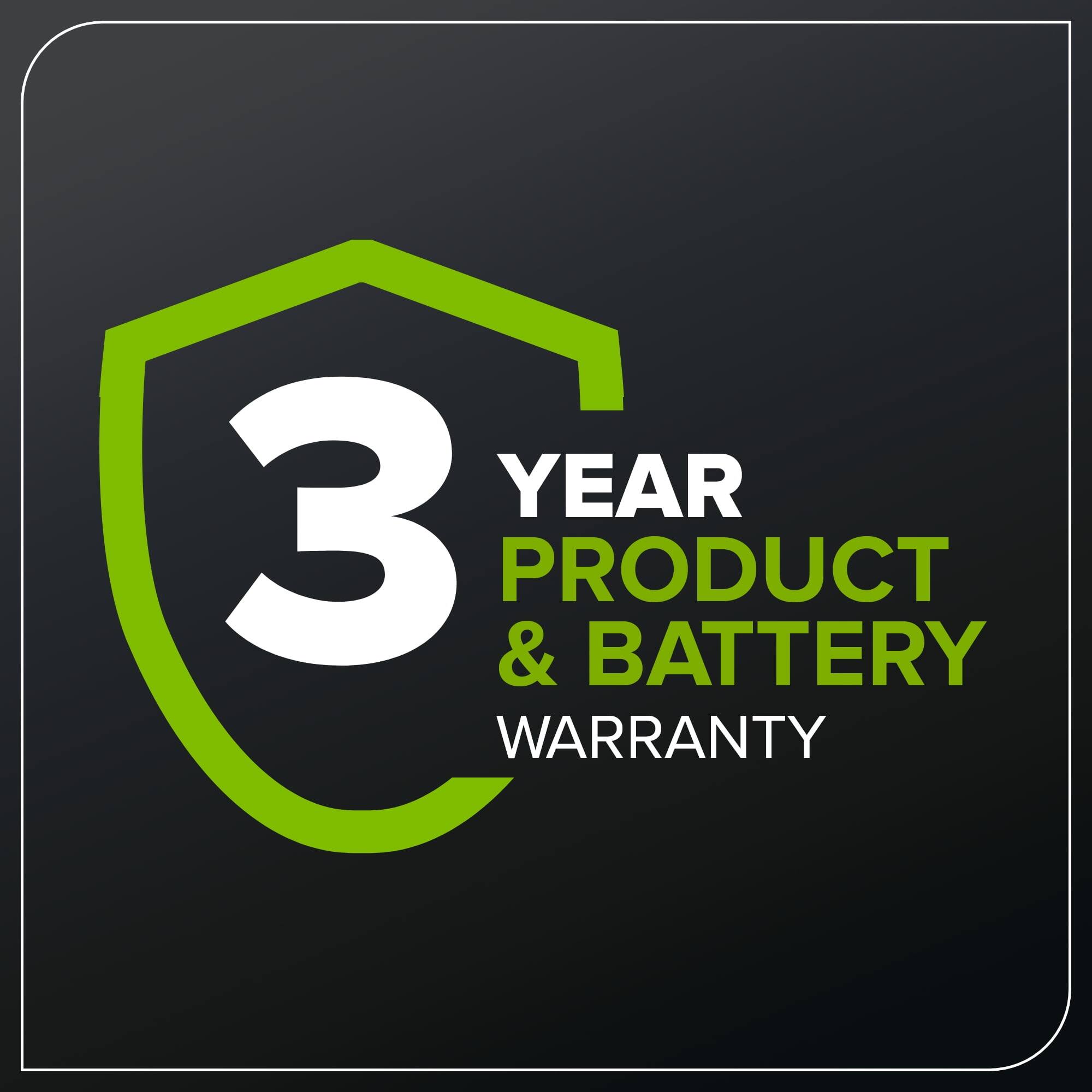 3 YEAR PRODUCT & BATTERY WARRANTY