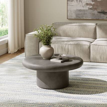 Front. Modway - Argos Indoor - Outdoor Patio Concrete Round Coffee Table by Modway - Gray.