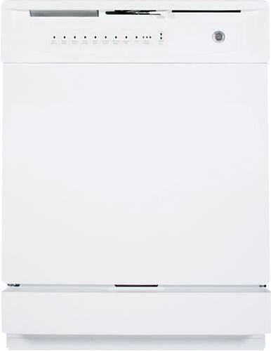 Front Standard. GE - 24" Built-In Dishwasher - White.