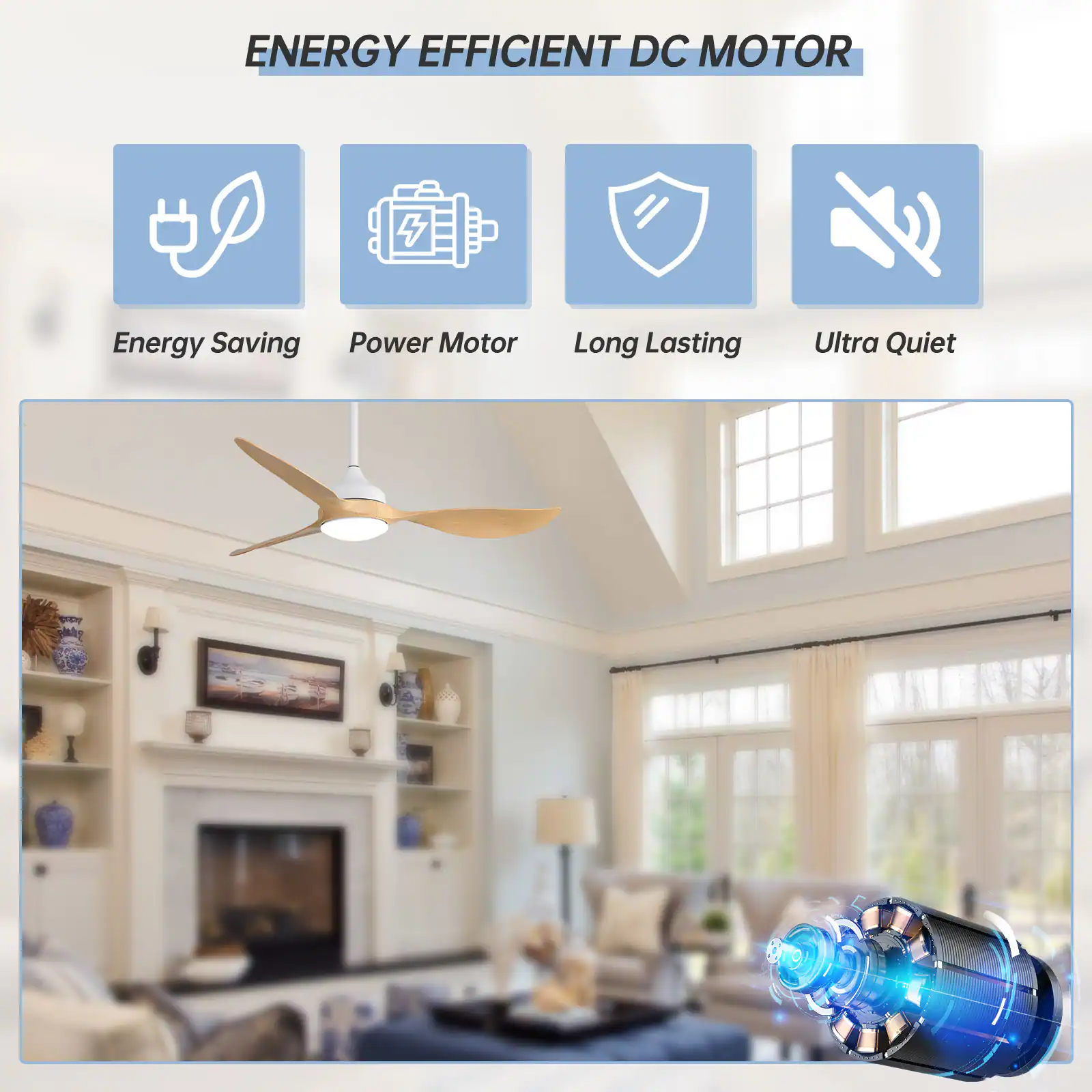 ENERGY EFFICIENT DC MOTOR

- Energy Saving
- Power Motor
- Long Lasting
- Ultra Quiet