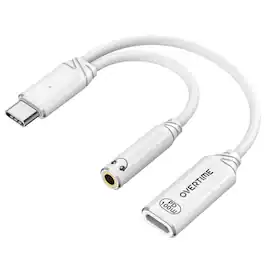 Overtime - USB-C to USB-C & 3.5mm Audio and 100W Charging Splitter Adapter, White