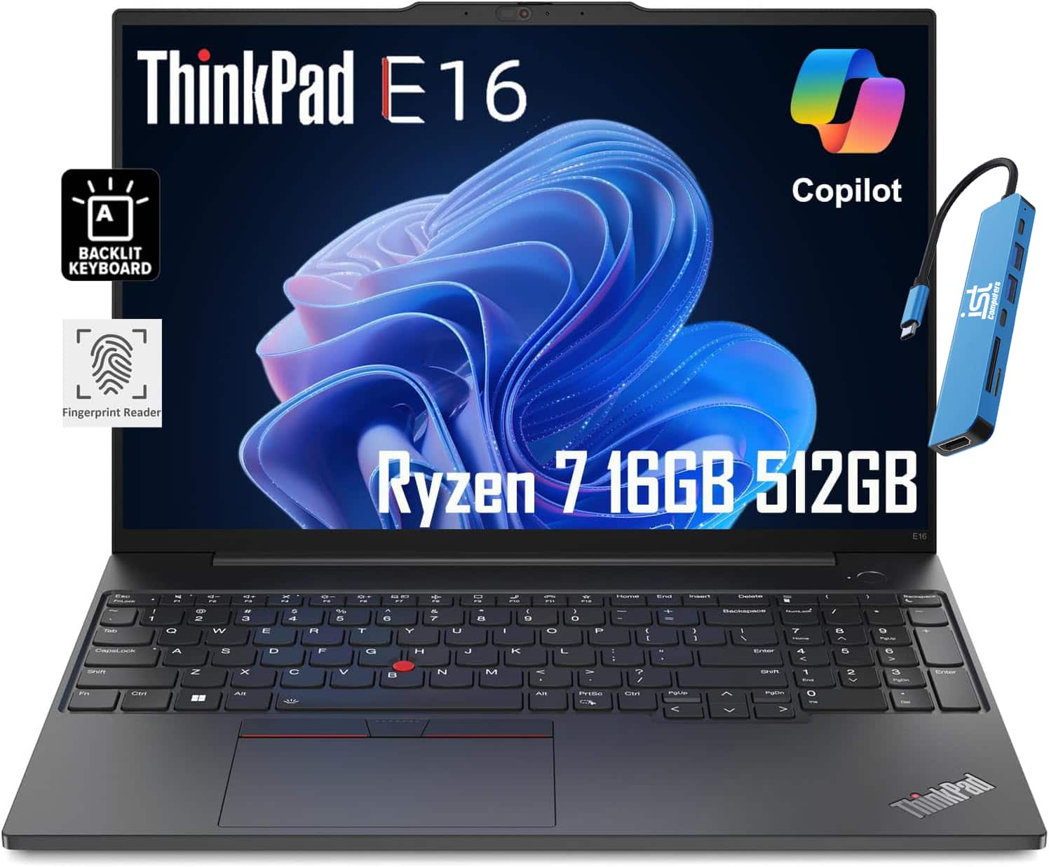 Lenovo - ThinkPad E16 Gen2 16" WUXGA Laptop - AMD Ryzen 7 with 16GB Memory - 512GB SSD - Windows 11 Pro - Black
