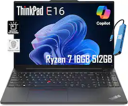 Lenovo - ThinkPad E16 Gen2 16" WUXGA Laptop - AMD Ryzen 7 with 16GB Memory - 512GB SSD - Windows 11 Pro - Black