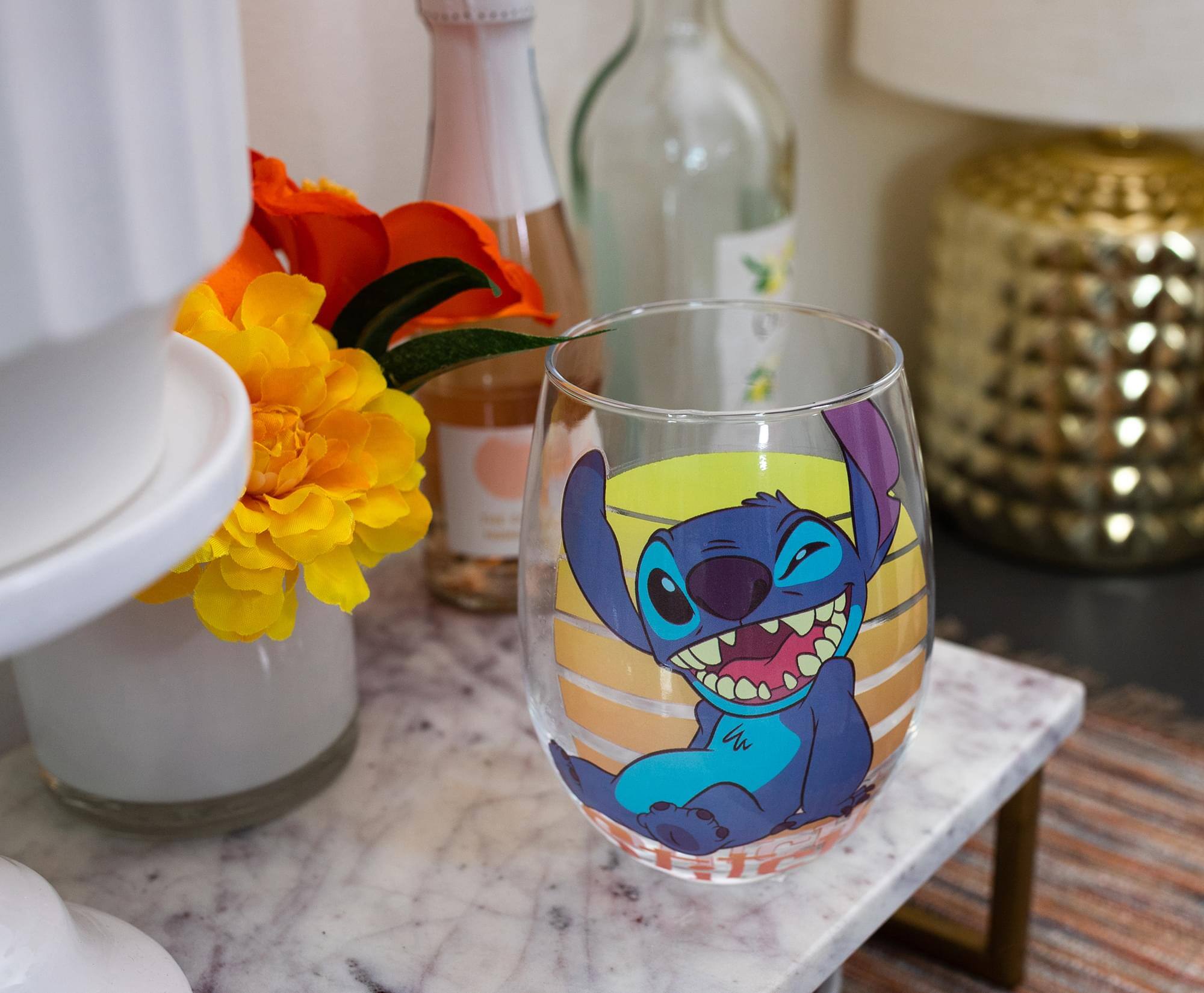 Alt View 4. Silver Buffalo - Disney Lilo & Stitch Stemless Wine Glass | Holds 20 Ounces - Blue.