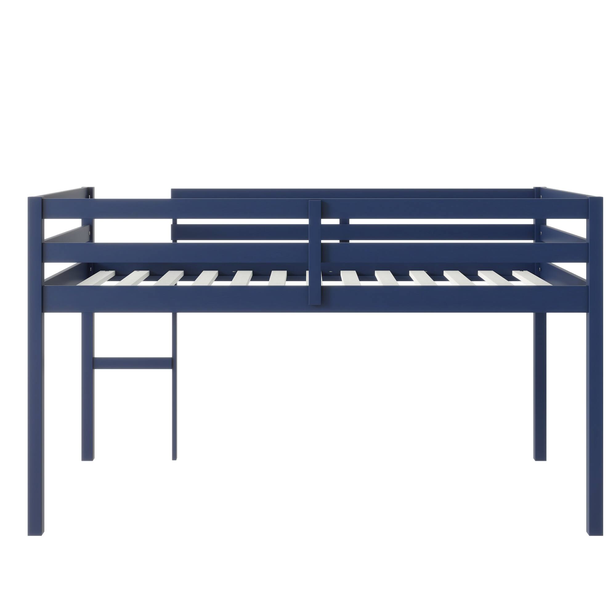 Alt View 1. GOODSILO - Solid Wood Twin Loft Bed with Ladder and Strengthened Slats for Enhanced Stability and Space Optimization - Blue.