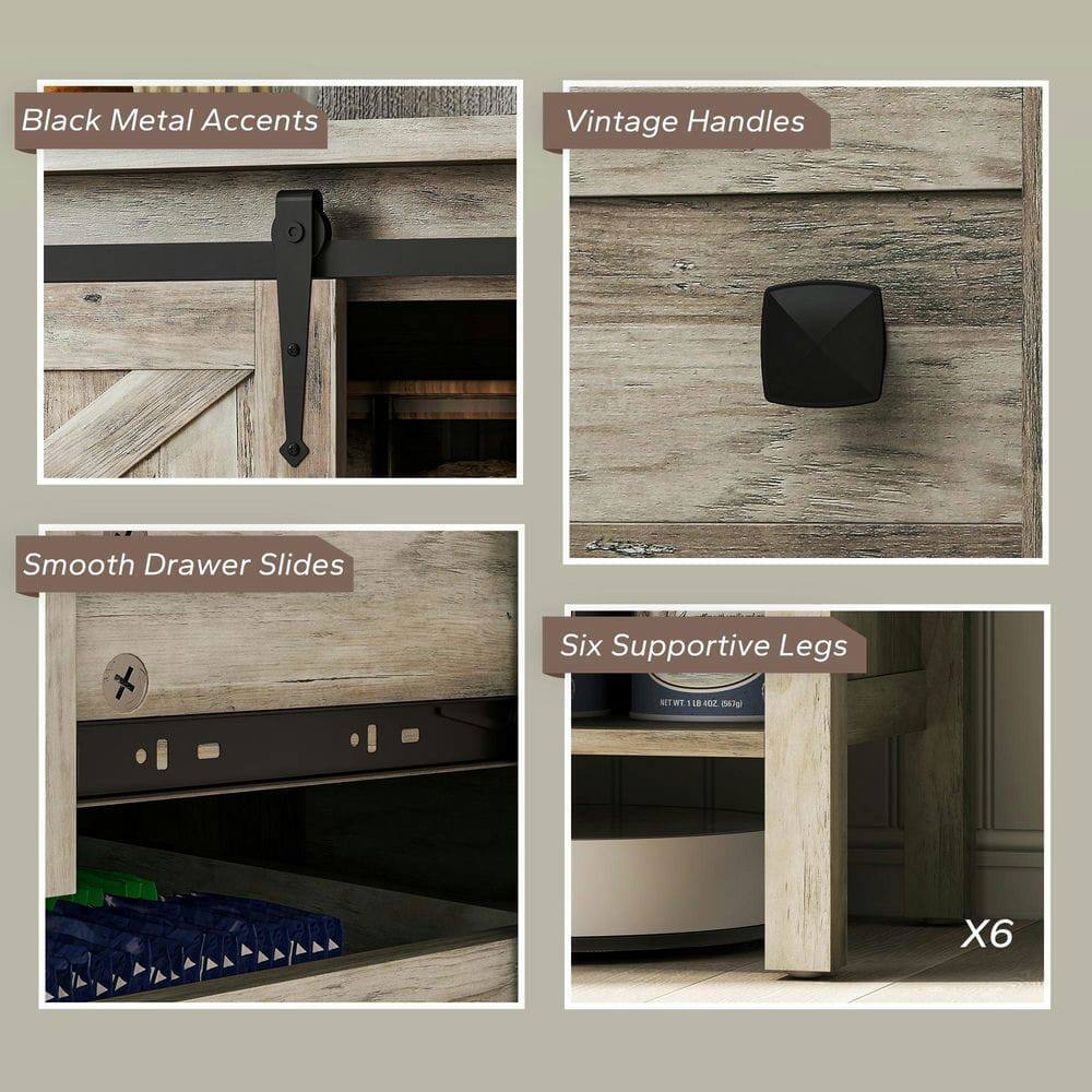 Black Metal Accents  
Vintage Handles  
Smooth Drawer Slides  
Six Supportive Legs X6