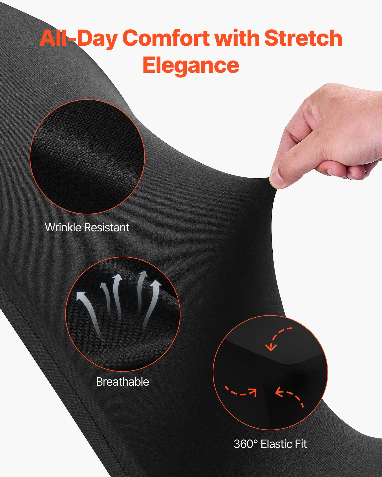 All-Day Comfort with Stretch Elegance

- Wrinkle Resistant
- Breathable
- 360° Elastic Fit