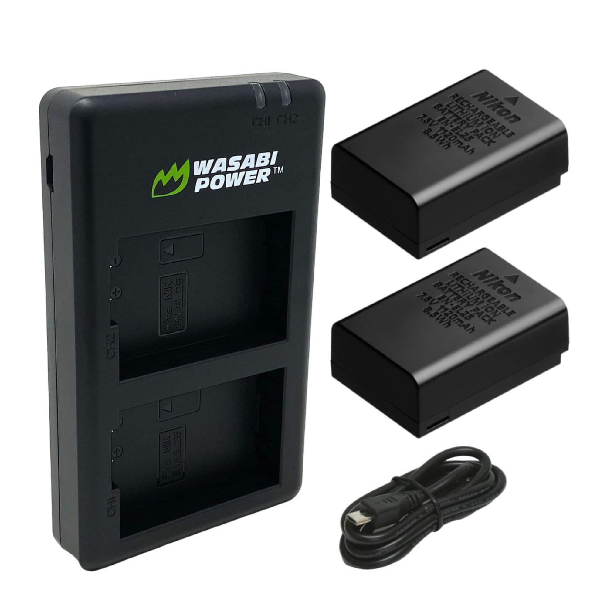 Nikon EN EL25 Rechargeable Lithium Ion Battery 2 Pack with Wasabi
