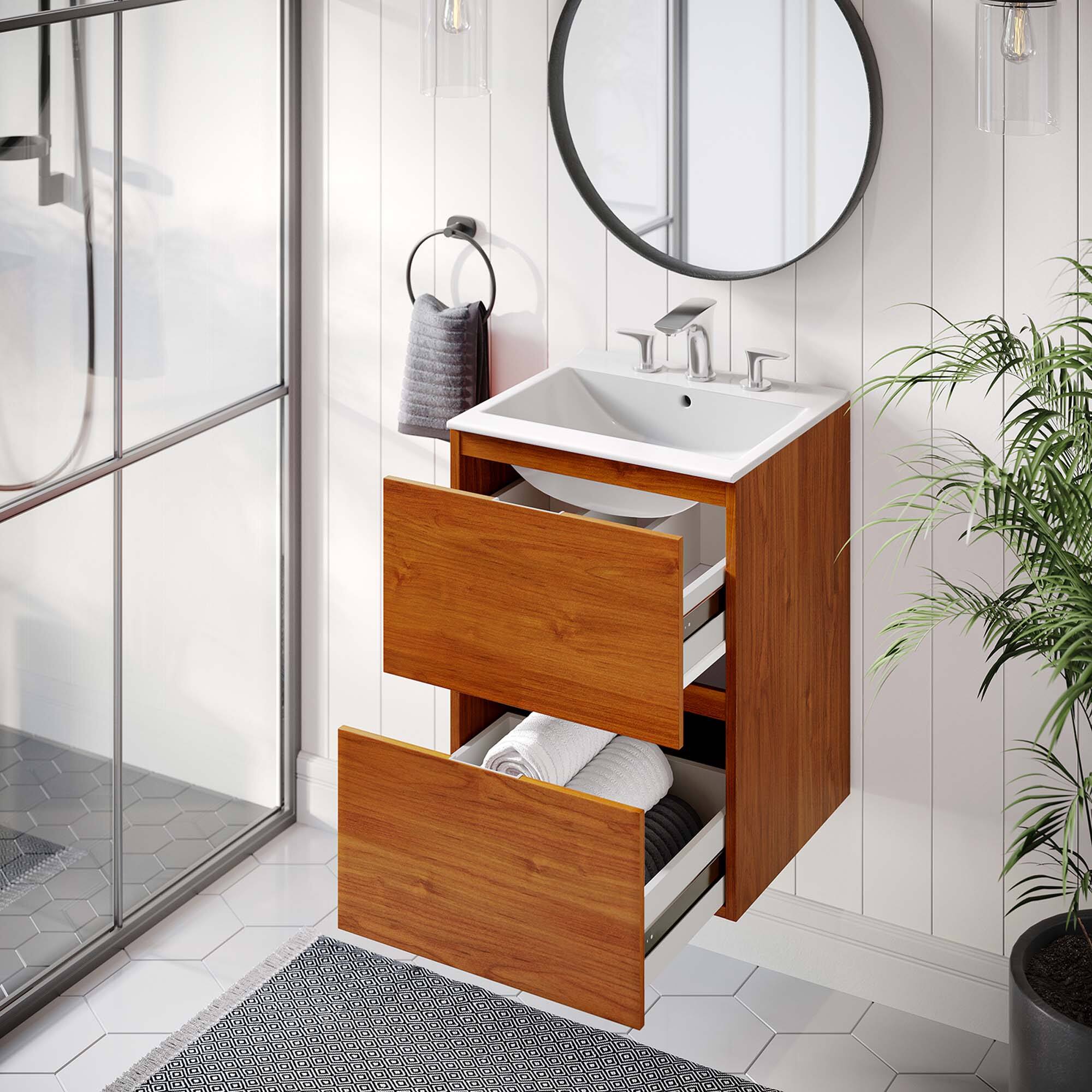 Back. Modway - Scenic Wall-Mount Bathroom Vanity Basin Included by Modway - Cherry White.