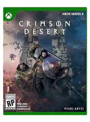 XBOX SERIES X
CRIMSON DESERT
RATING PENDING
COTE en ATTENTE
RP
REQUIRES CONTENT DOWNLOAD
PEARL ABBYSS - M (Mature 17+)