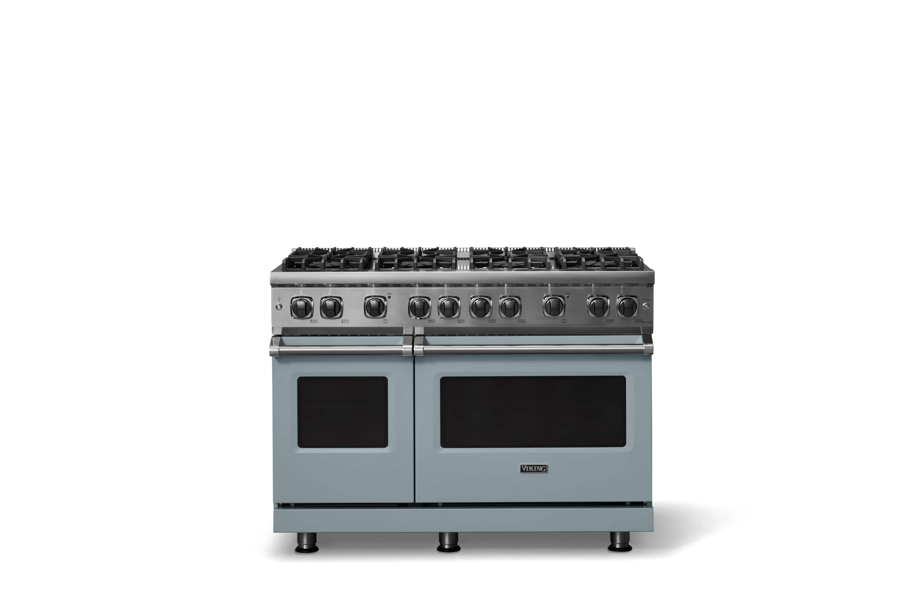 Front. Viking - 6.1 Cu. Ft. Professional 5 Series Freestanding Double Oven Gas Convection 8 Burner Range - November Sky.