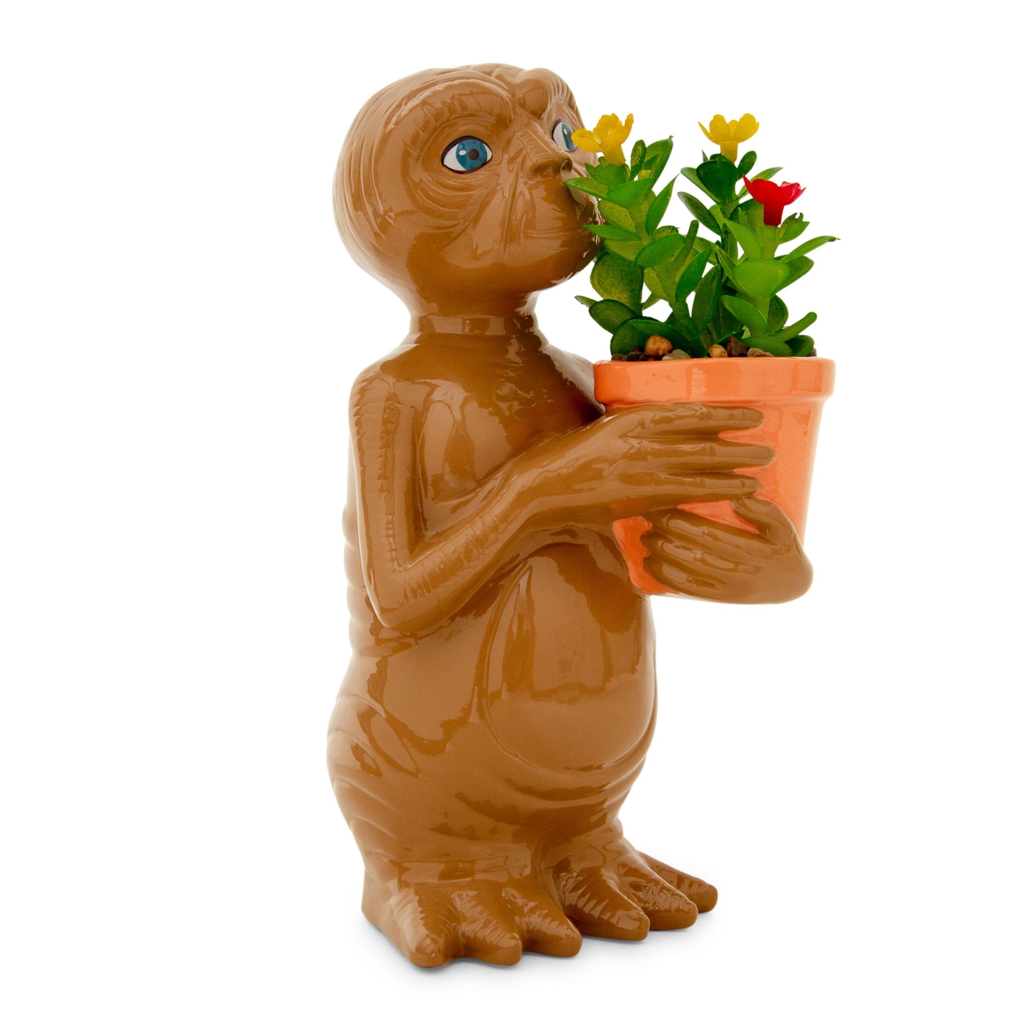 Alt View 1. Silver Buffalo - E.T. The Extra-Terrestrial 7-Inch Ceramic Planter With Artificial Succulent - Brown.