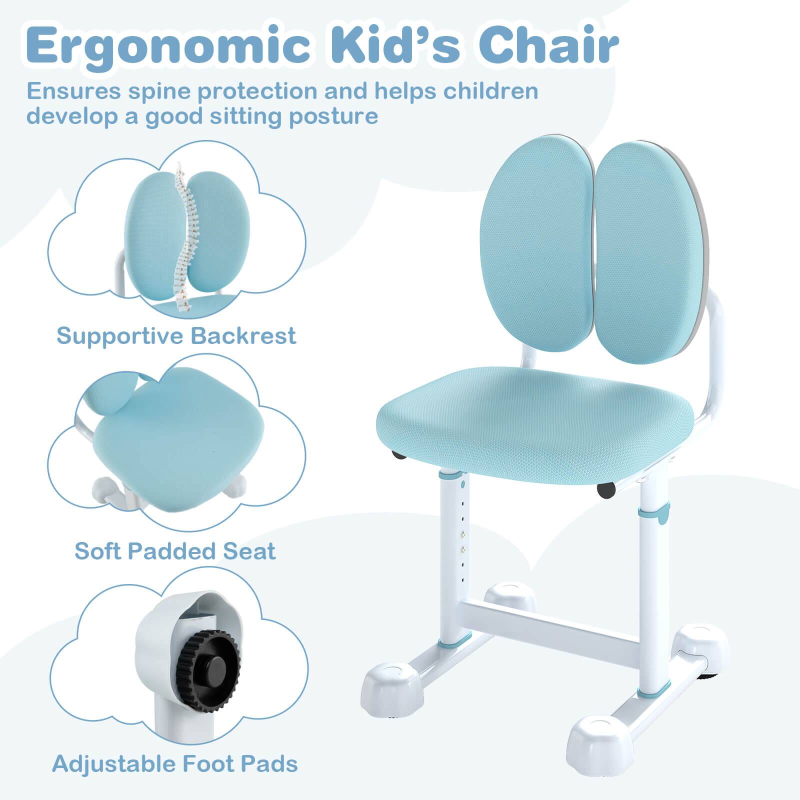 Ergonomic Kid's Chair  
Ensures spine protection and helps children develop a good sitting posture  

- Supportive Backrest  
- Soft Padded Seat  
- Adjustable Foot Pads