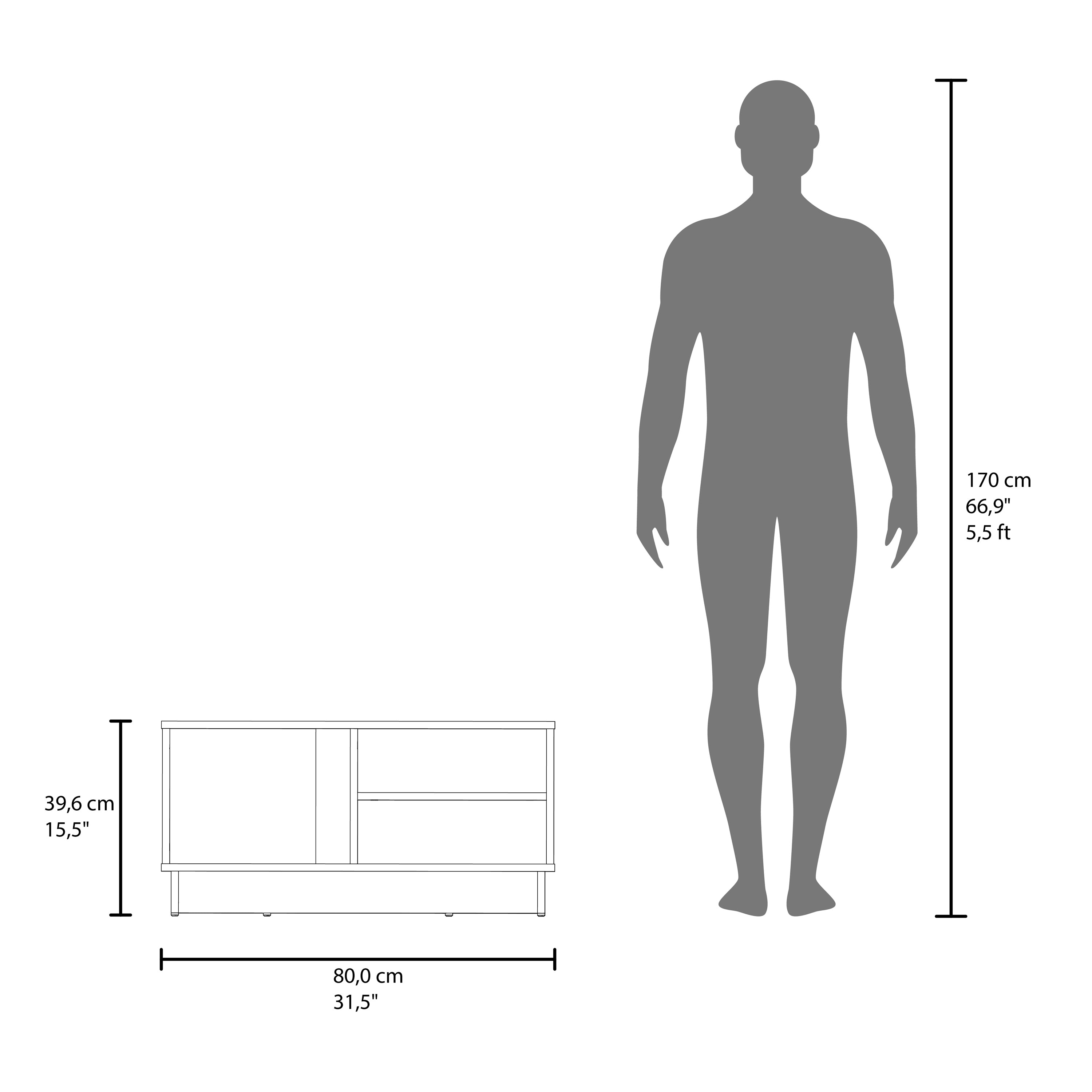 170 cm 66,9" 5,5ft  
39,6 cm 15,5"  
80,0 cm 31,5"