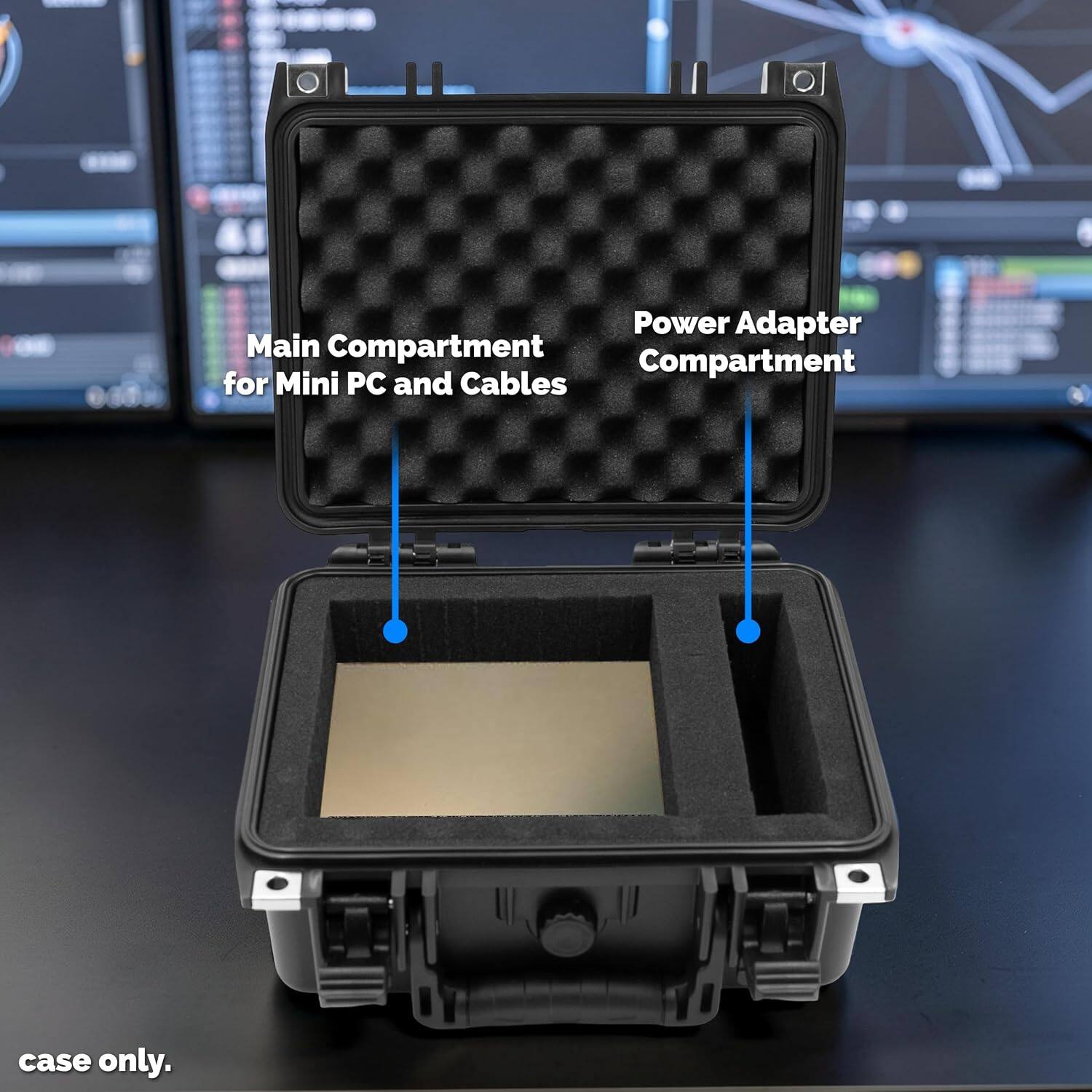 Power Adapter Compartment  
Main Compartment for Mini PC and Cables  
case only.