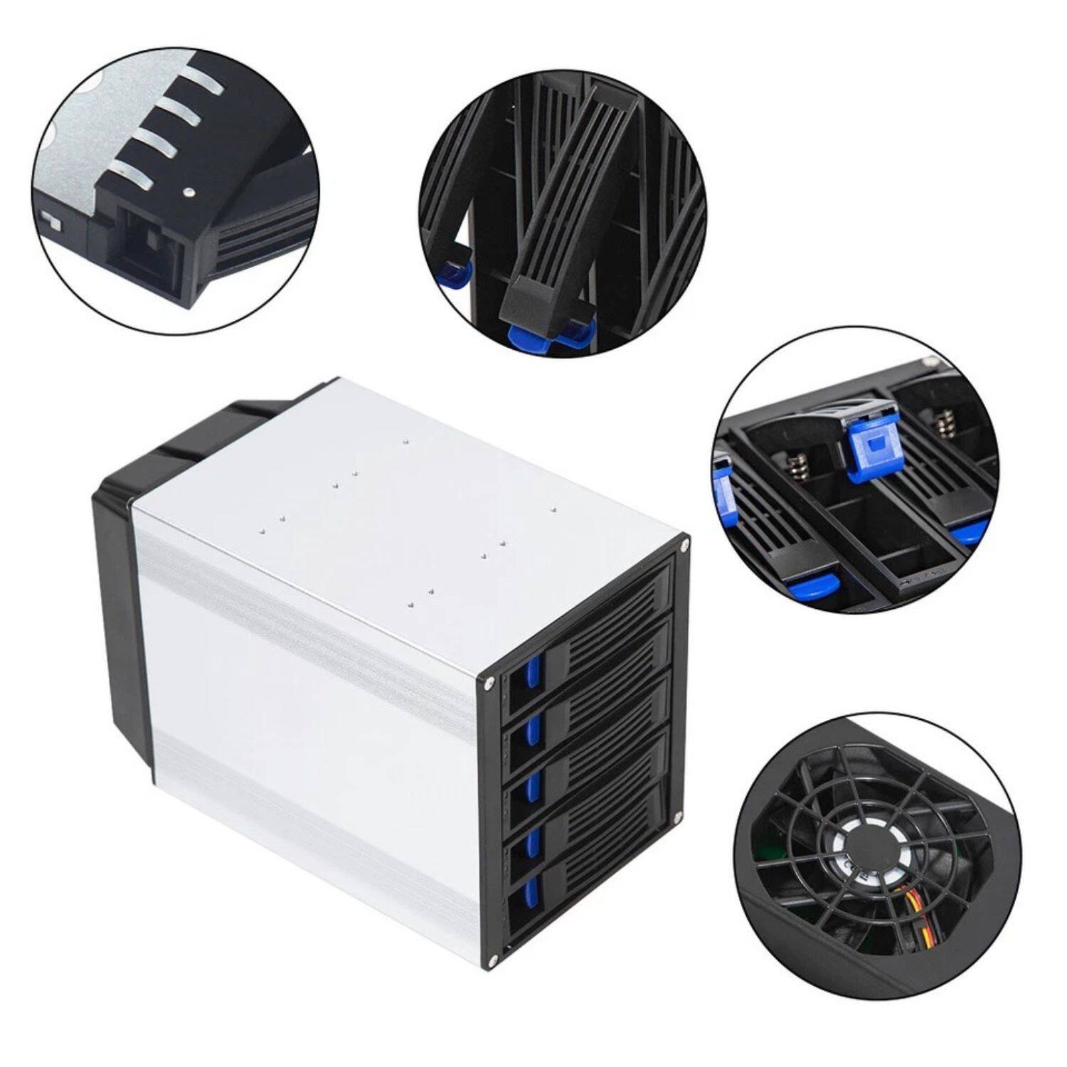 Back. Stock Preferred - 5-Bay HDD Enclosure Hot Swap Cage - Black.