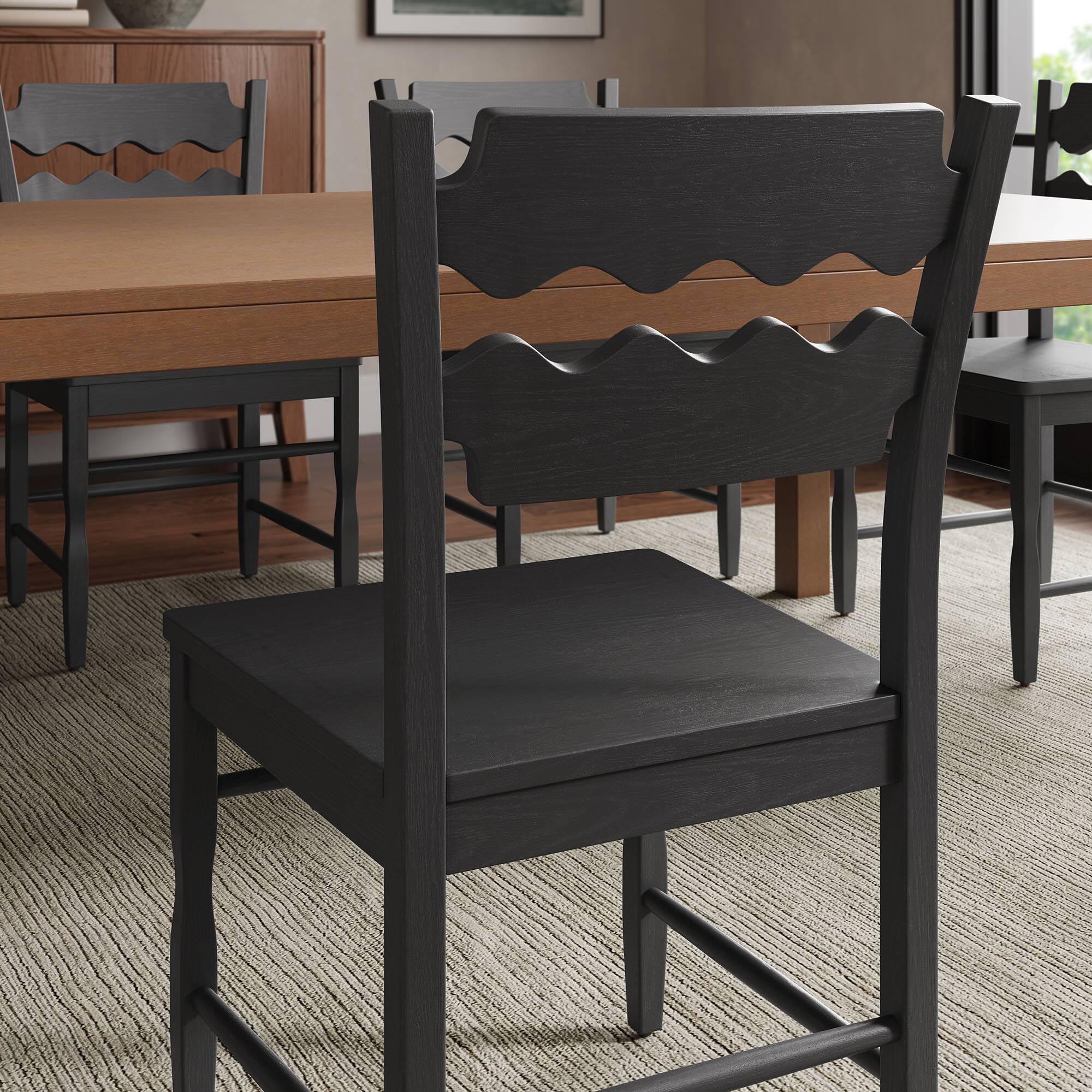 Alt View 1. Modway - Jax Oak Wood Dining Chair With Wavy Razor Back by Modway - Black.