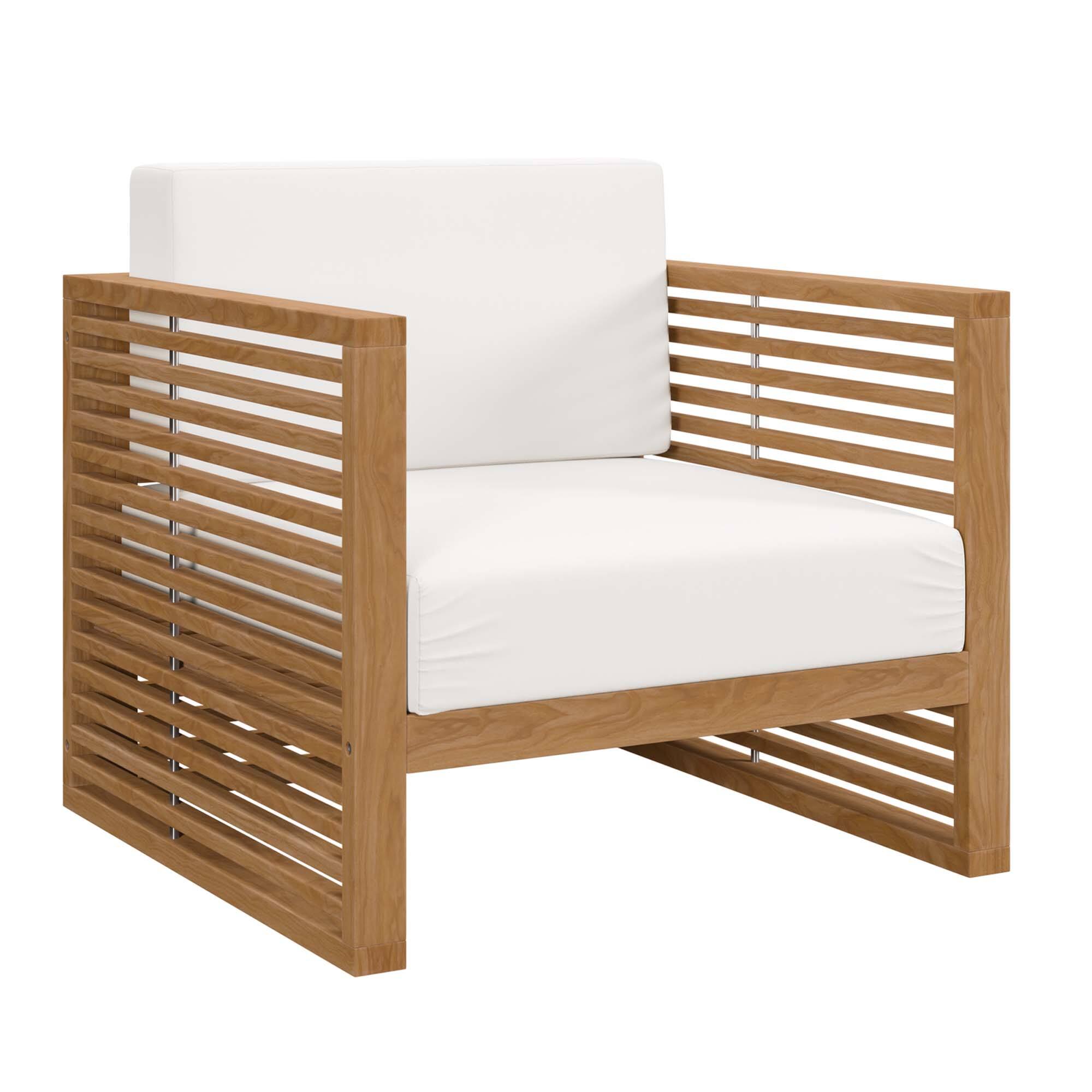 Back. Modway - Carlsbad 3-Piece Teak Wood Outdoor Patio Set - Grade A Premium Teak, All-Weather Cushions - Natural White.